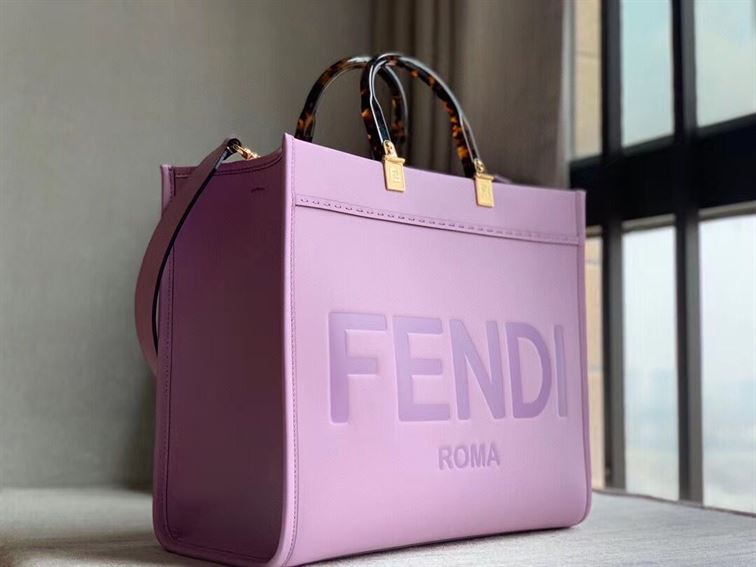 FENDI SUNSHINE MEDIUM LILAC LEATHER SHOPPER   F020 - DEEPREPS
