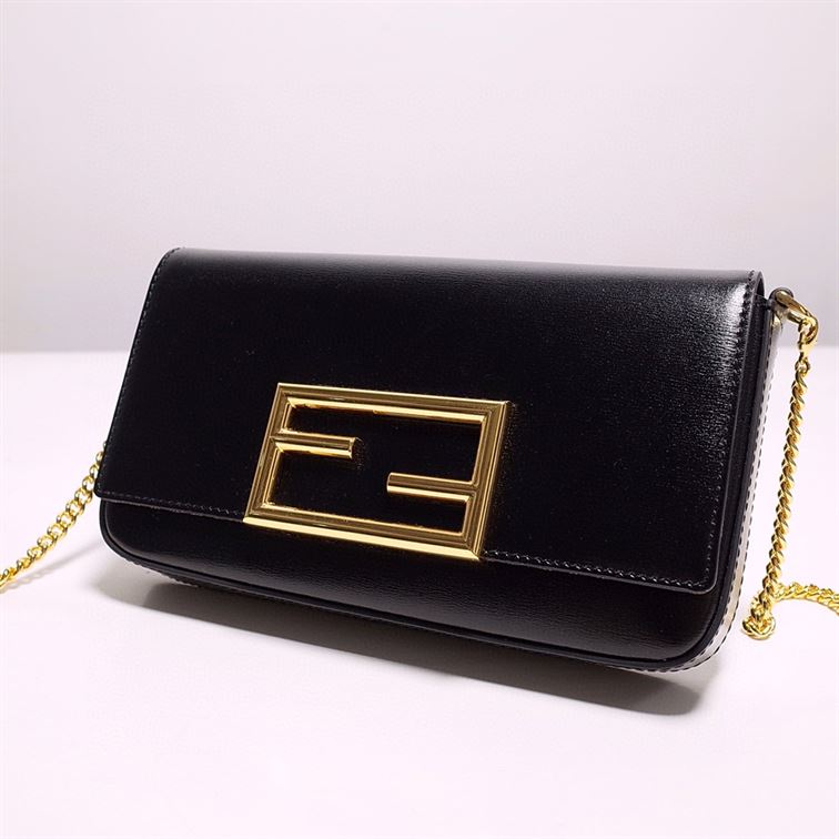 FENDI WALLET ON CHAIN WITH POUCHES BLACK MINI BAG   F054 - DEEPREPS