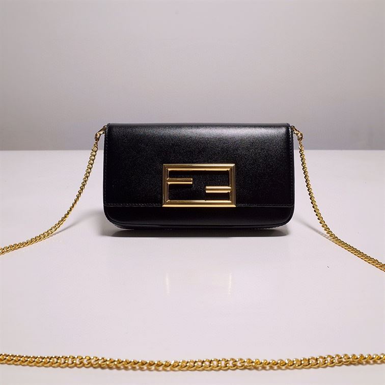 FENDI WALLET ON CHAIN WITH POUCHES BLACK MINI BAG   F054 - DEEPREPS