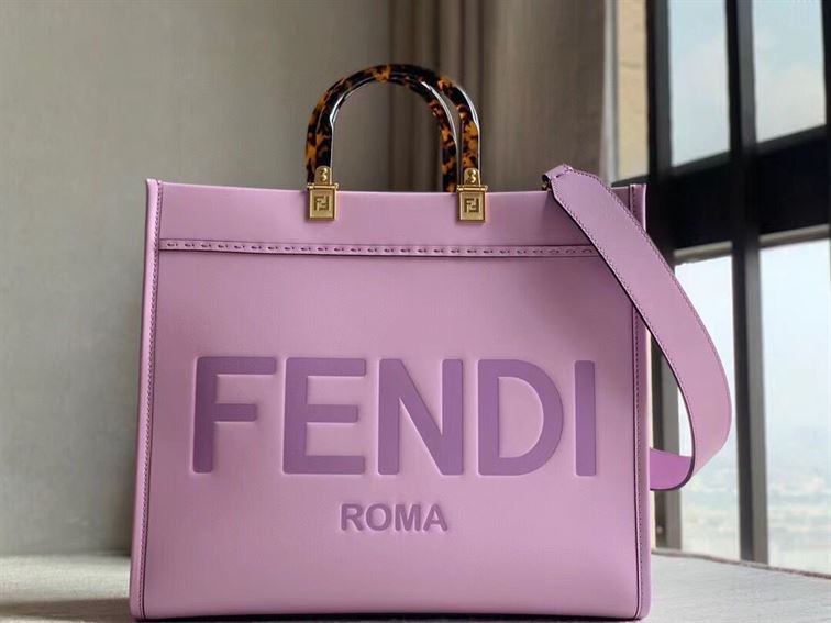 FENDI SUNSHINE MEDIUM LILAC LEATHER SHOPPER   F020 - DEEPREPS