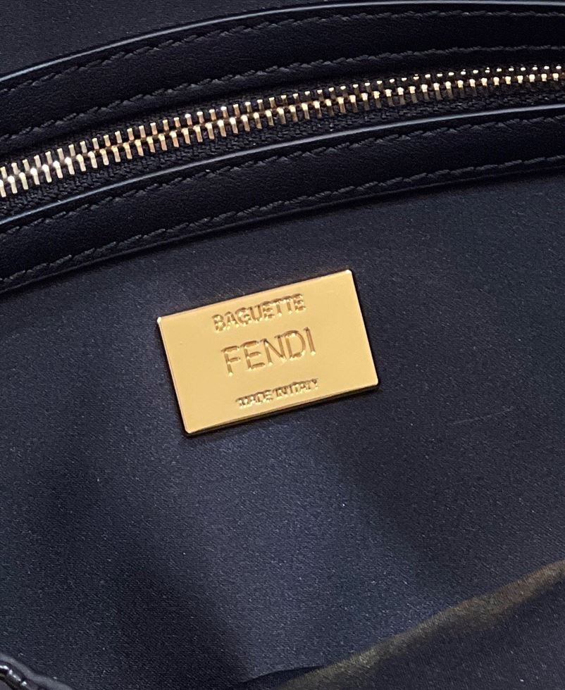 FENDI BAGUETTE BLACK SEQUIN AND LEATHER BAG   F003 - DEEPREPS