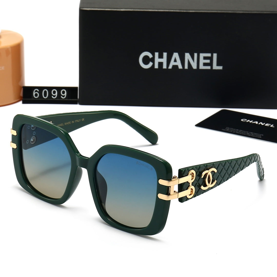 4-color trend Chanel double logo large frame sunglasses - DEEPREPS