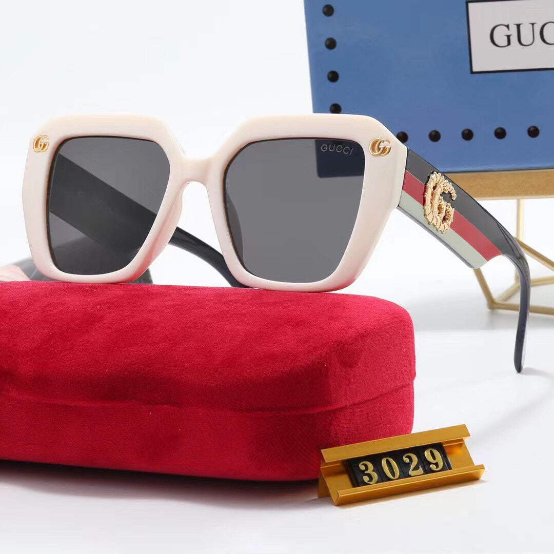 4 Colors Fashion Double G Striped Frame Sunglasses - DEEPREPS