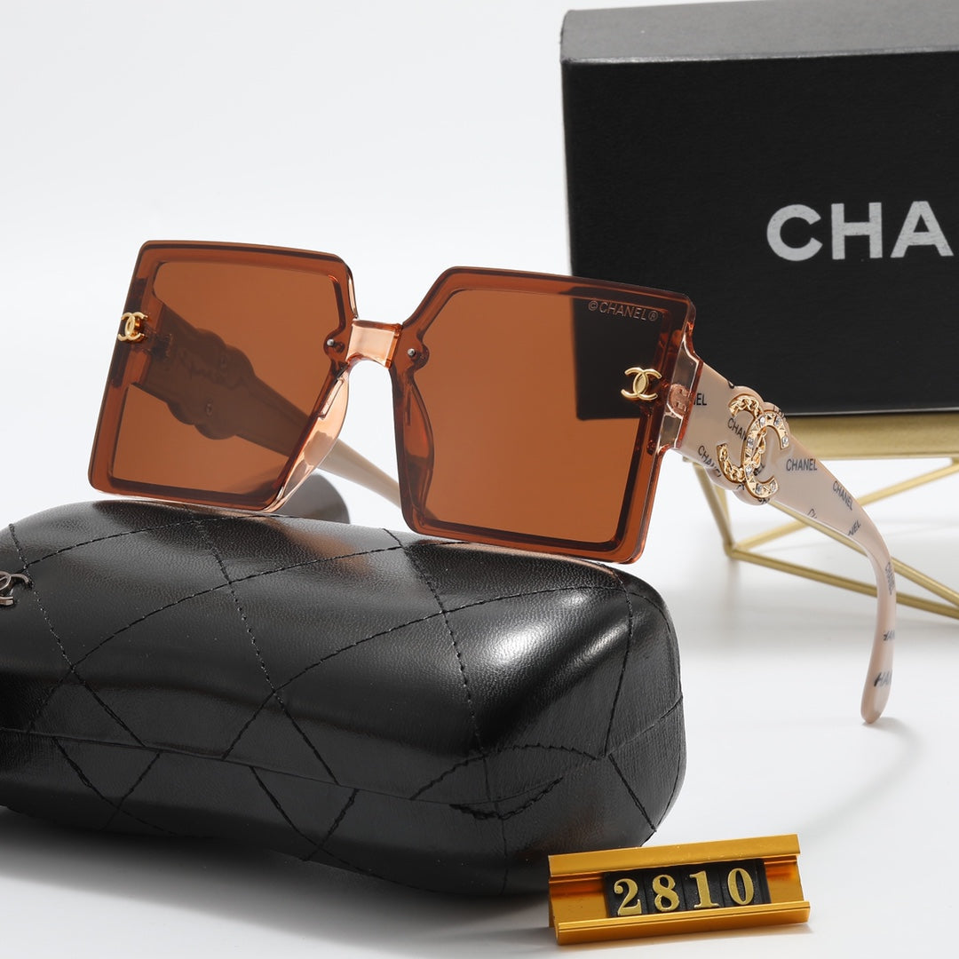 6 Colors Square Inlaid Rhinestone Double C Polarized Sunglasses - DEEPREPS