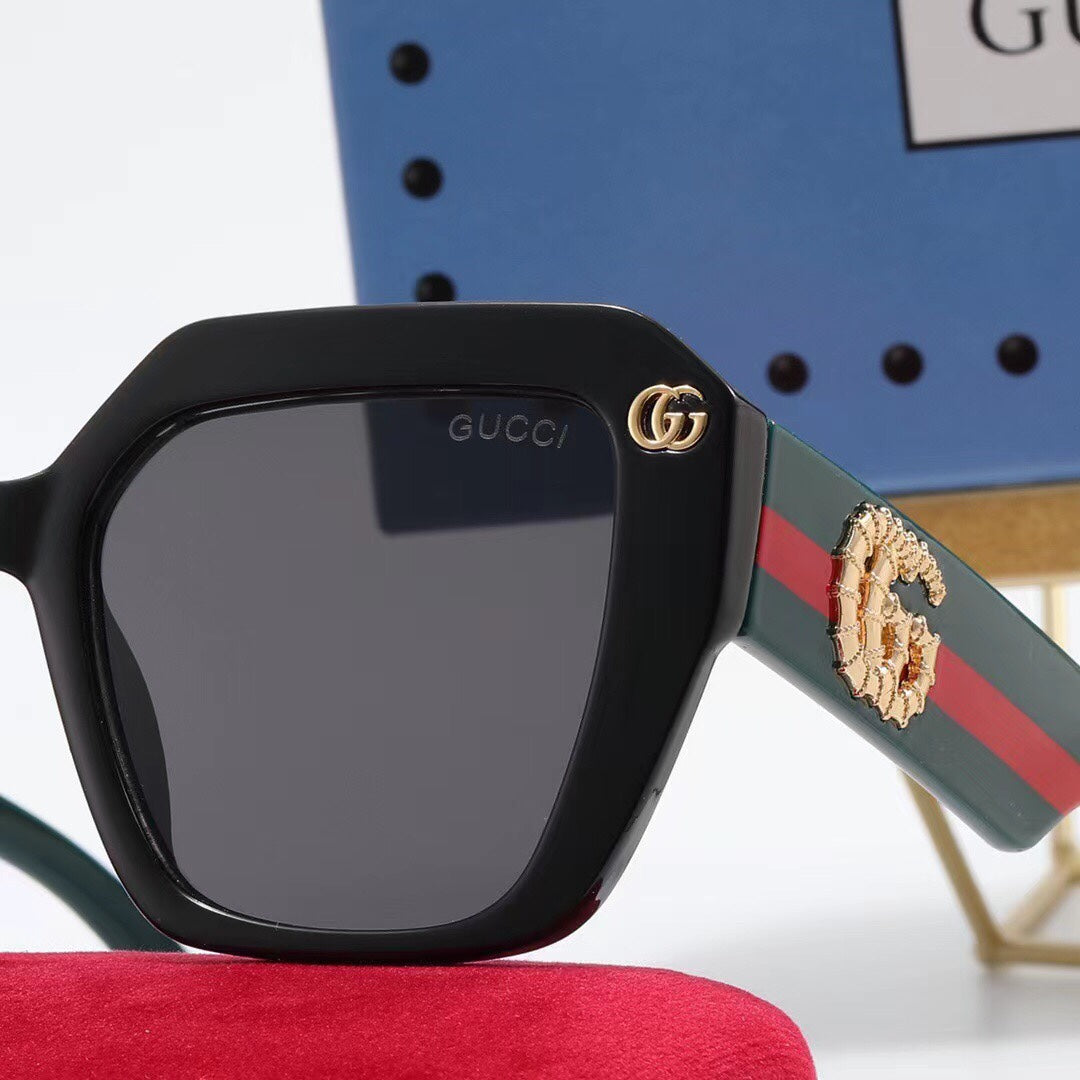4 Colors Fashion Double G Striped Frame Sunglasses - DEEPREPS
