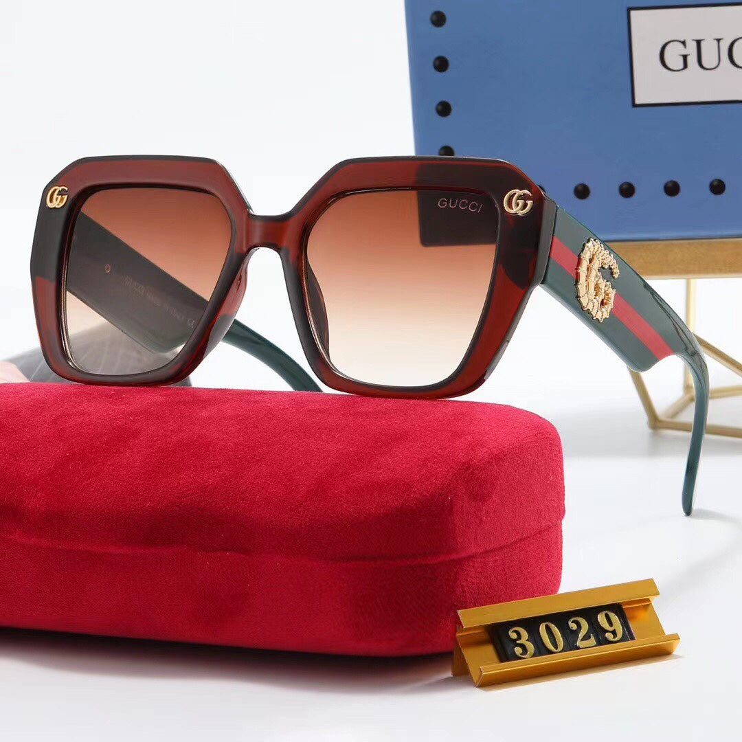 4 Colors Fashion Double G Striped Frame Sunglasses - DEEPREPS