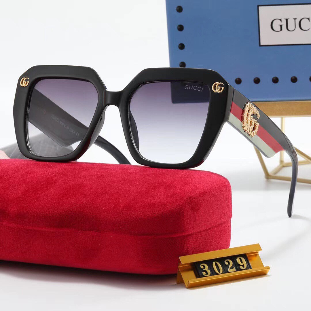 4 Colors Fashion Double G Striped Frame Sunglasses - DEEPREPS