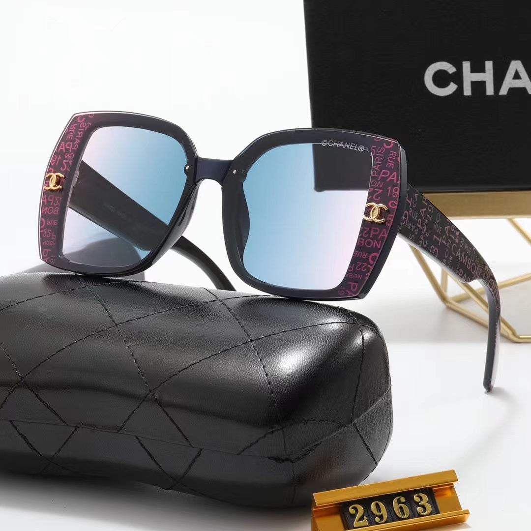 5-color fashion double C graffiti print sunglasses - DEEPREPS