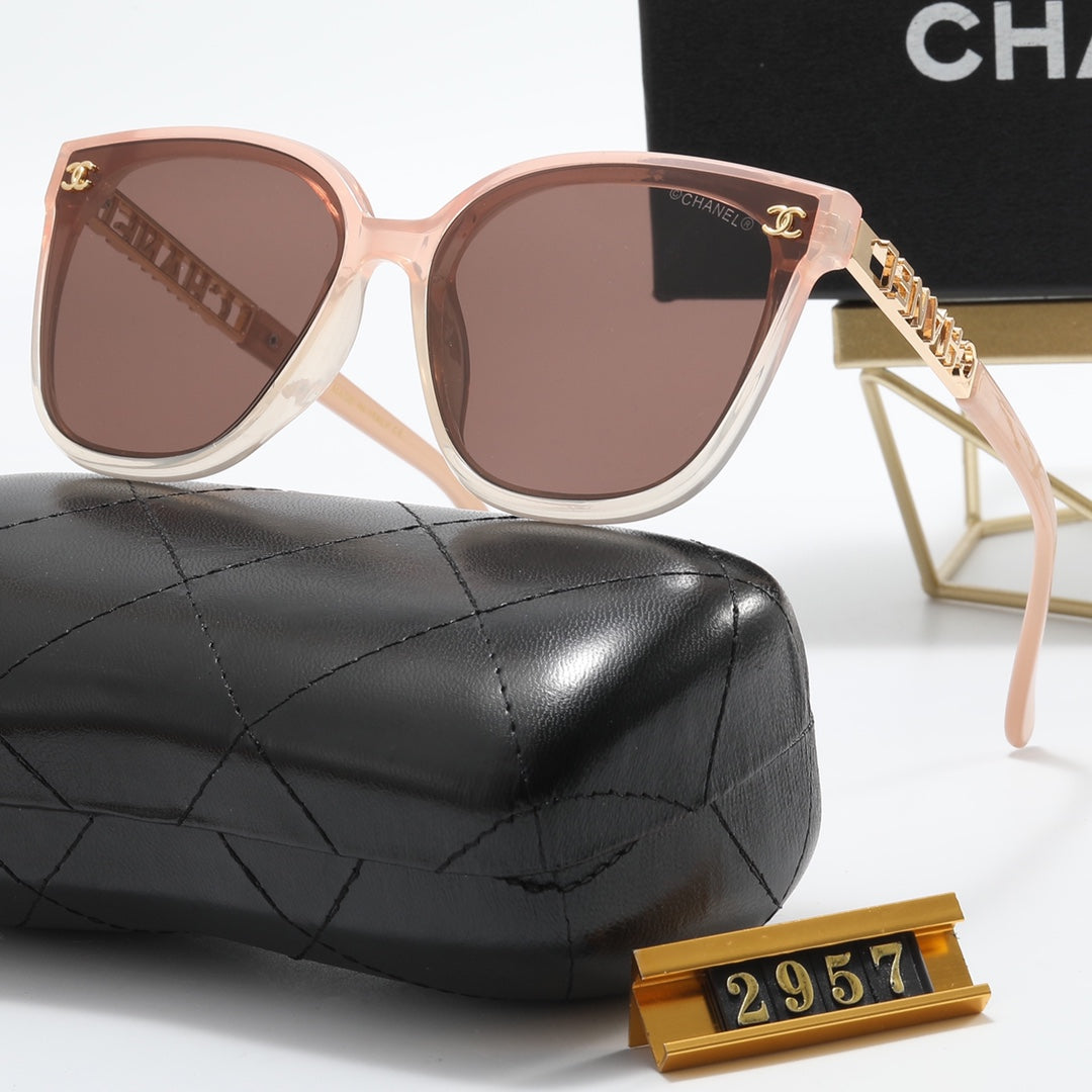 5 Colors Simple Double C Hollow Large Letter Polarized Sunglasses - DEEPREPS