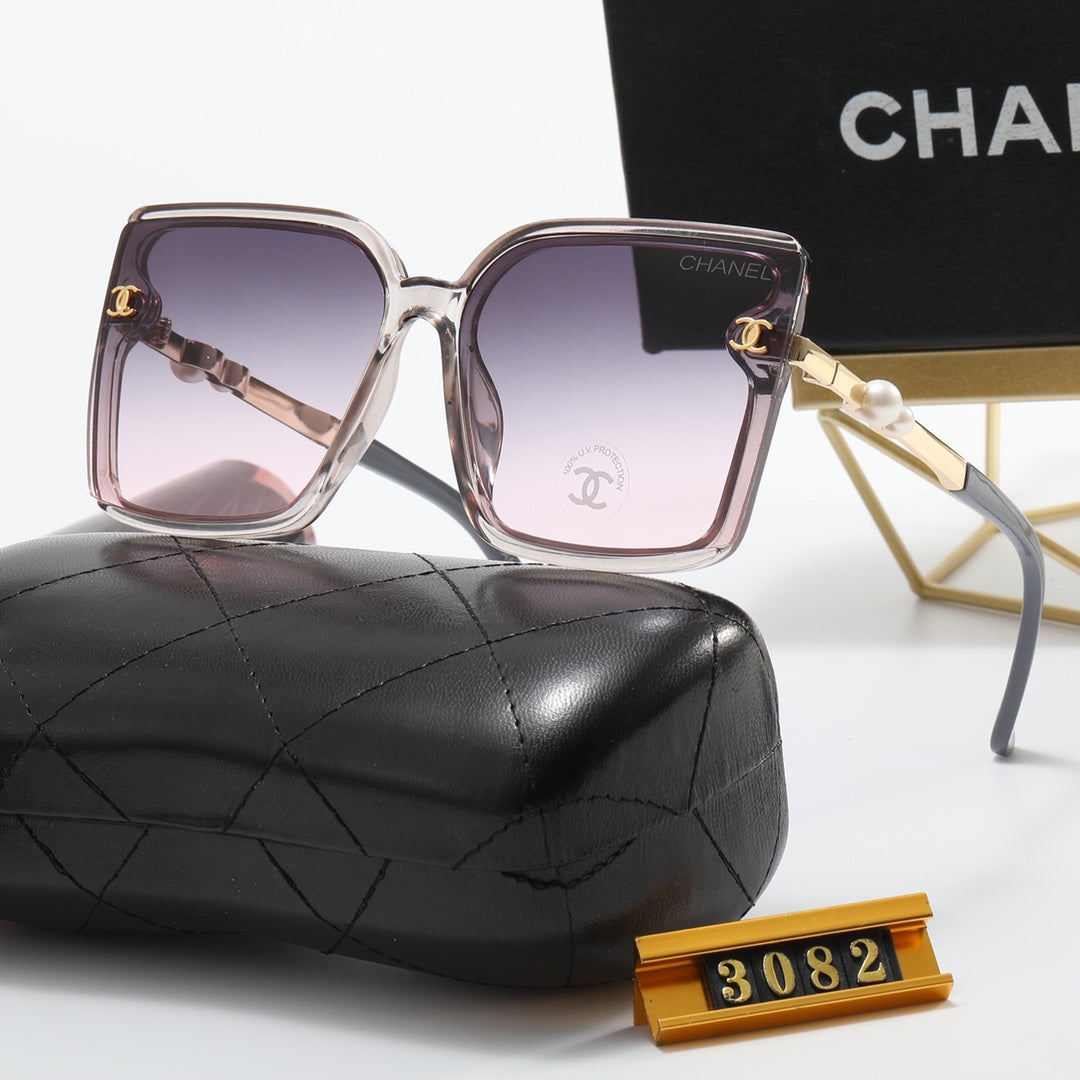 7 Colors Fashion Double C Imitation Pearl Mirror Legs Polarized Sunglasses - DEEPREPS