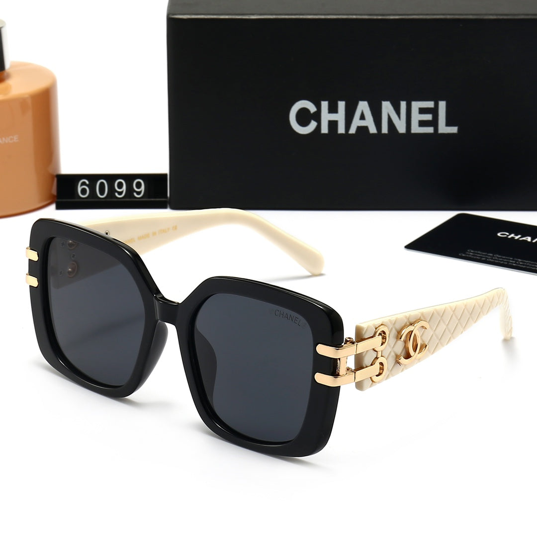 4-color trend Chanel double logo large frame sunglasses - DEEPREPS