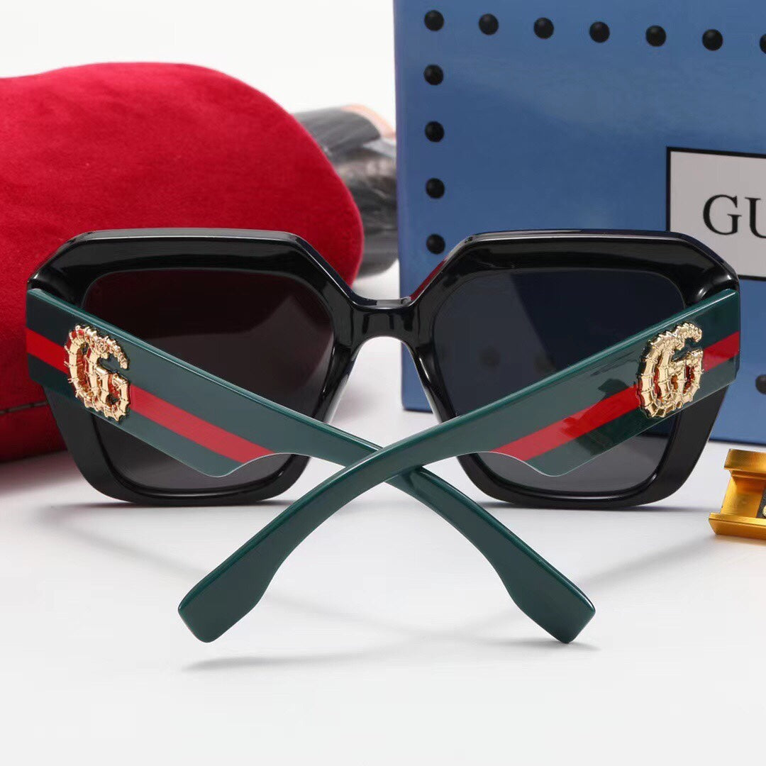 4 Colors Fashion Double G Striped Frame Sunglasses - DEEPREPS
