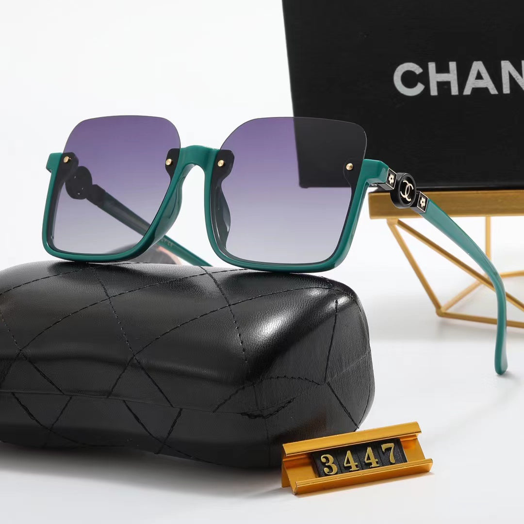 5-color fashion double C half-frame floral pattern temple polarized sunglasses - DEEPREPS