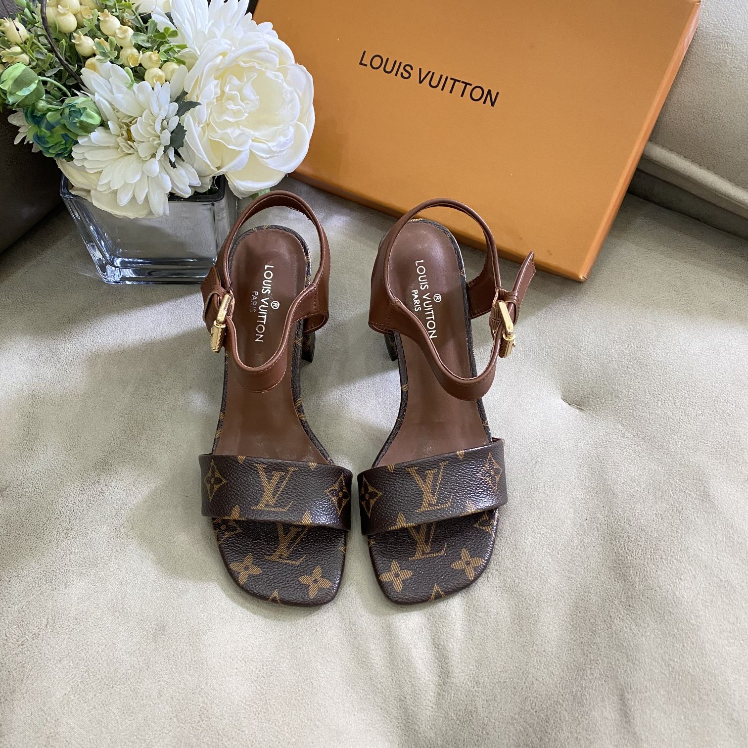 Louis Vuitton strappy sandals replica brown black - DEEPREPS