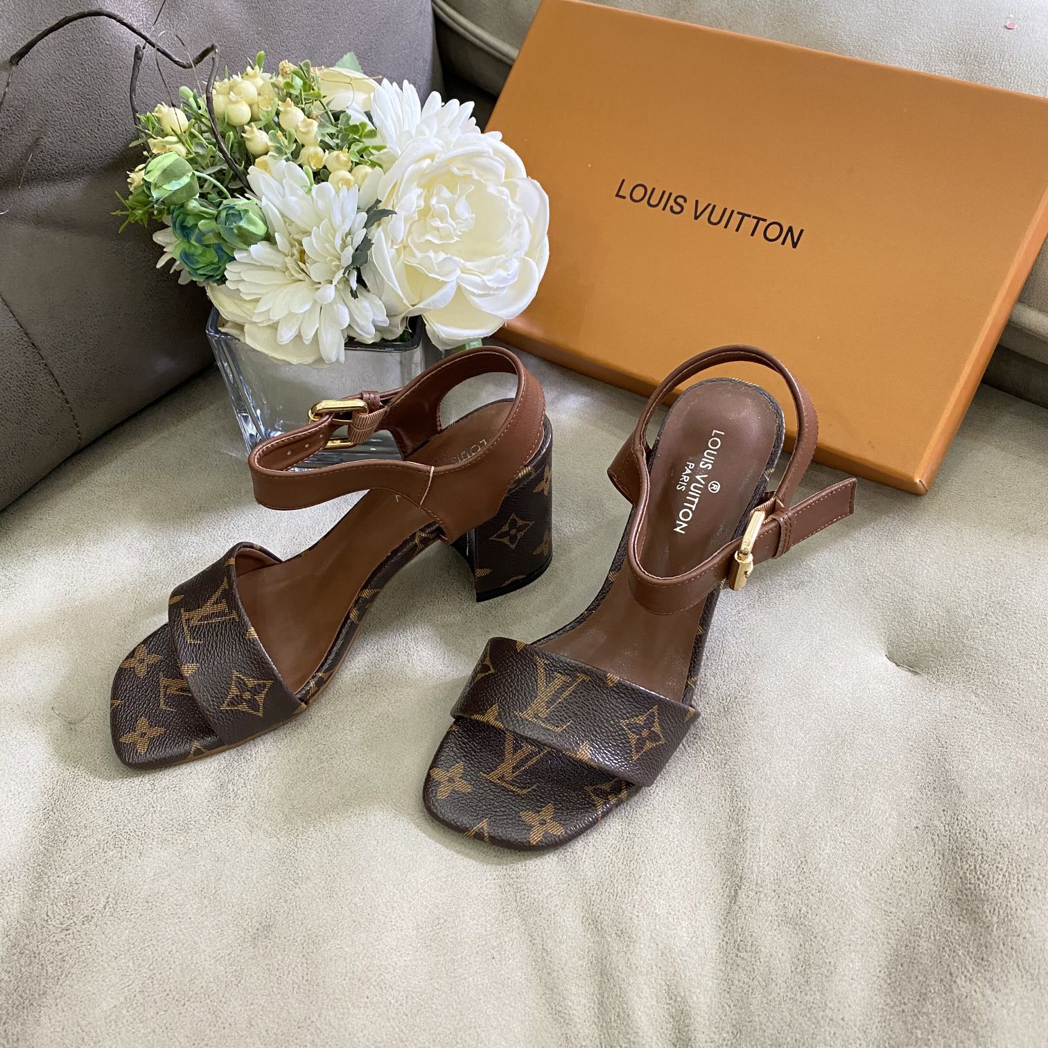Louis Vuitton strappy sandals replica brown black - DEEPREPS