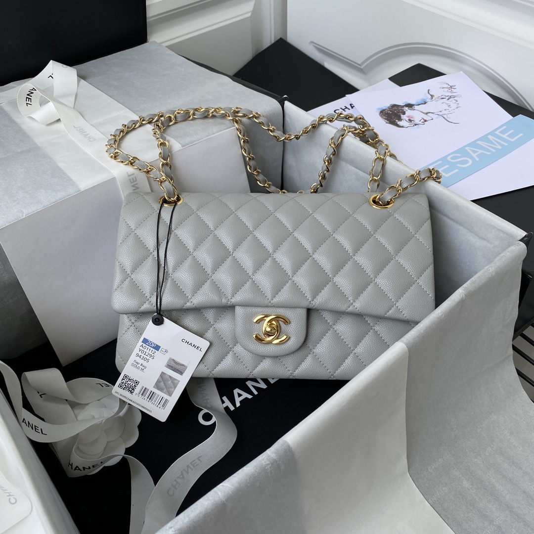 Chanel Classic Flap Bag Replica A01112 – Premium Caviar Leather in Elegant Gray - DEEPREPS