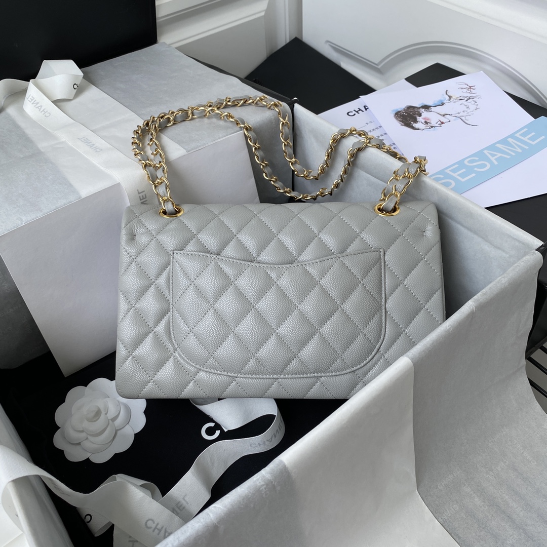 Chanel Classic Flap Bag Replica A01112 – Premium Caviar Leather in Elegant Gray - DEEPREPS