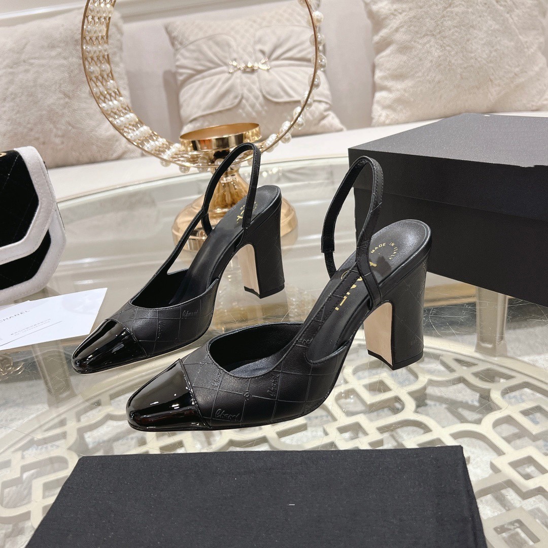 Chanel Luxury Slingback Heels – Quilted Leather & Patent Toe | 1:1 Rep - DEEPREPS