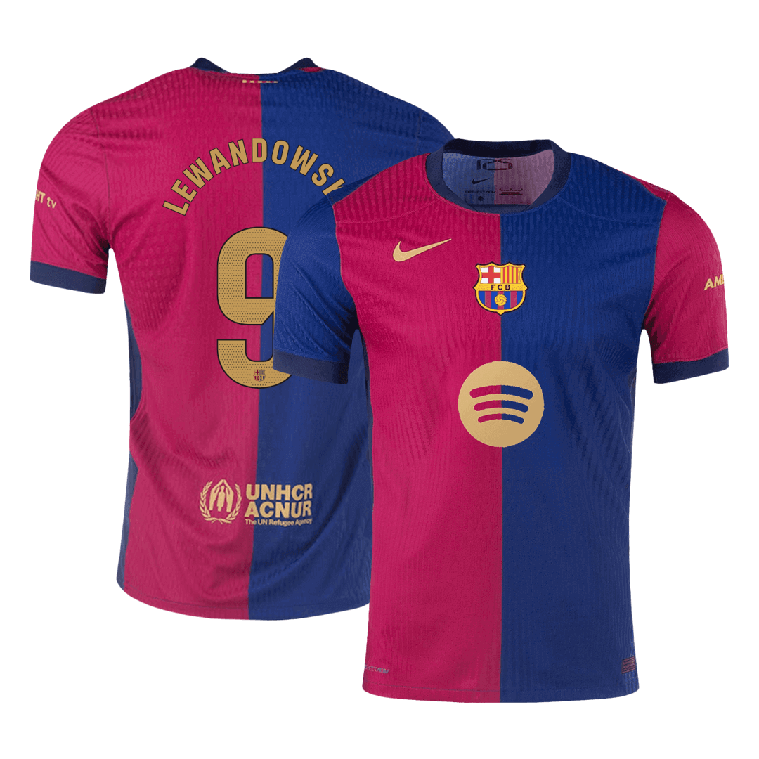 LEWANDOWSKI #9 Barcelona Home Spotify Logo Without Text Match Jersey 2024/25 - Reps Jerseys