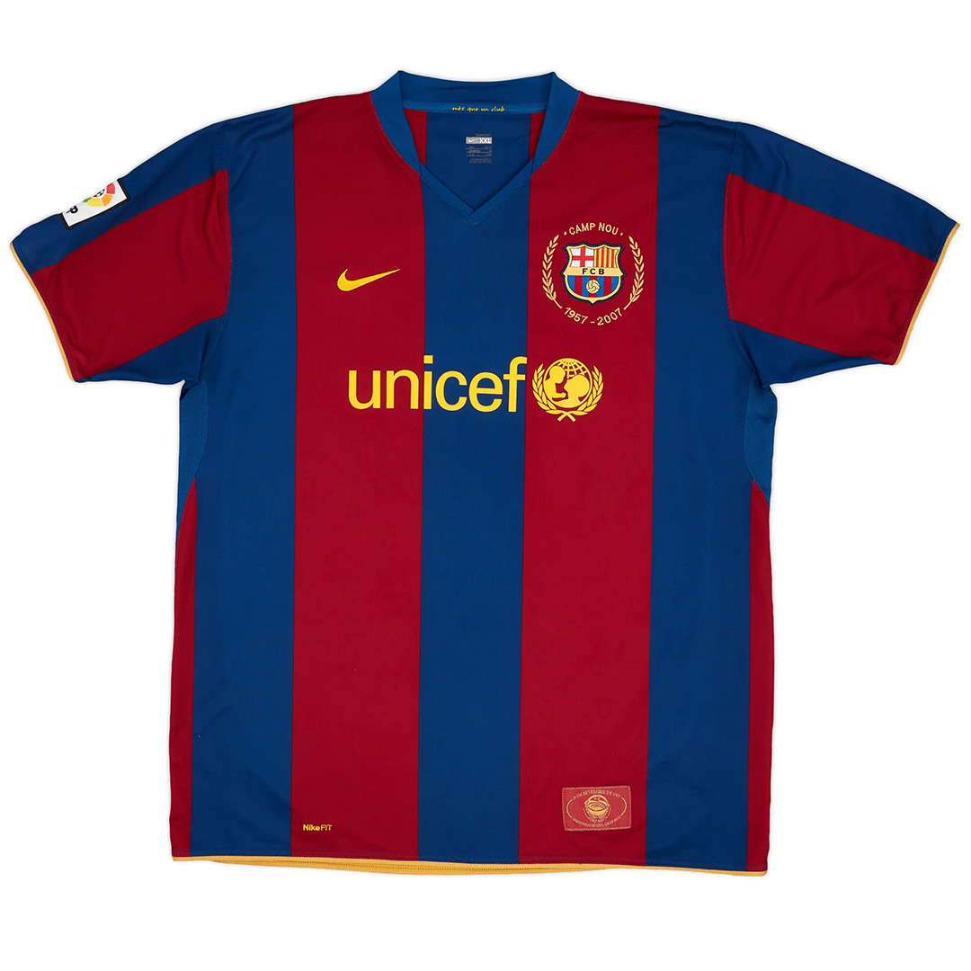 Ronaldinho #10 Barcelona Retro Home Jersey 50-Years Anniversary 2007/08 - Reps Jerseys