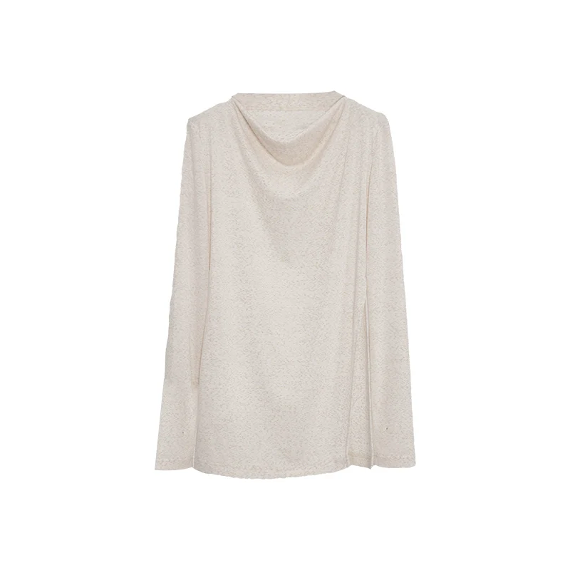 APOZi collection time series new Chinese swing neck long-sleeved t-shirt women's loose and thin knitted top