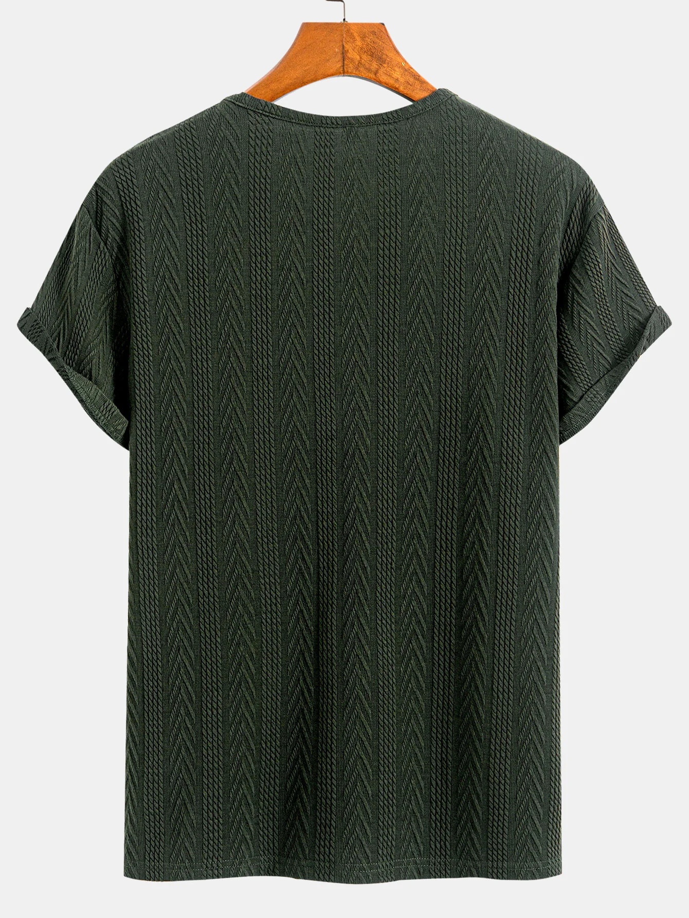 Short Sleeve Jacquard Half Open Collar T-Shirt
