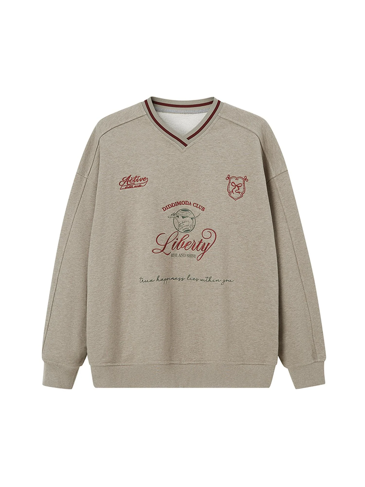 Retro Sport V Neck Color Block Sweatshirt