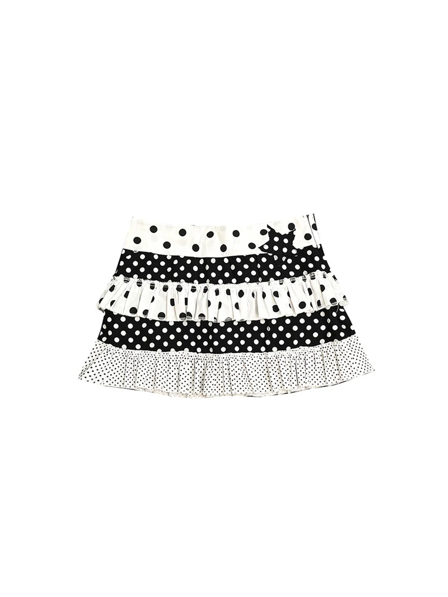 Flirty Summer Dot Print Layered Ruffle Skirt With Shorts Dresses