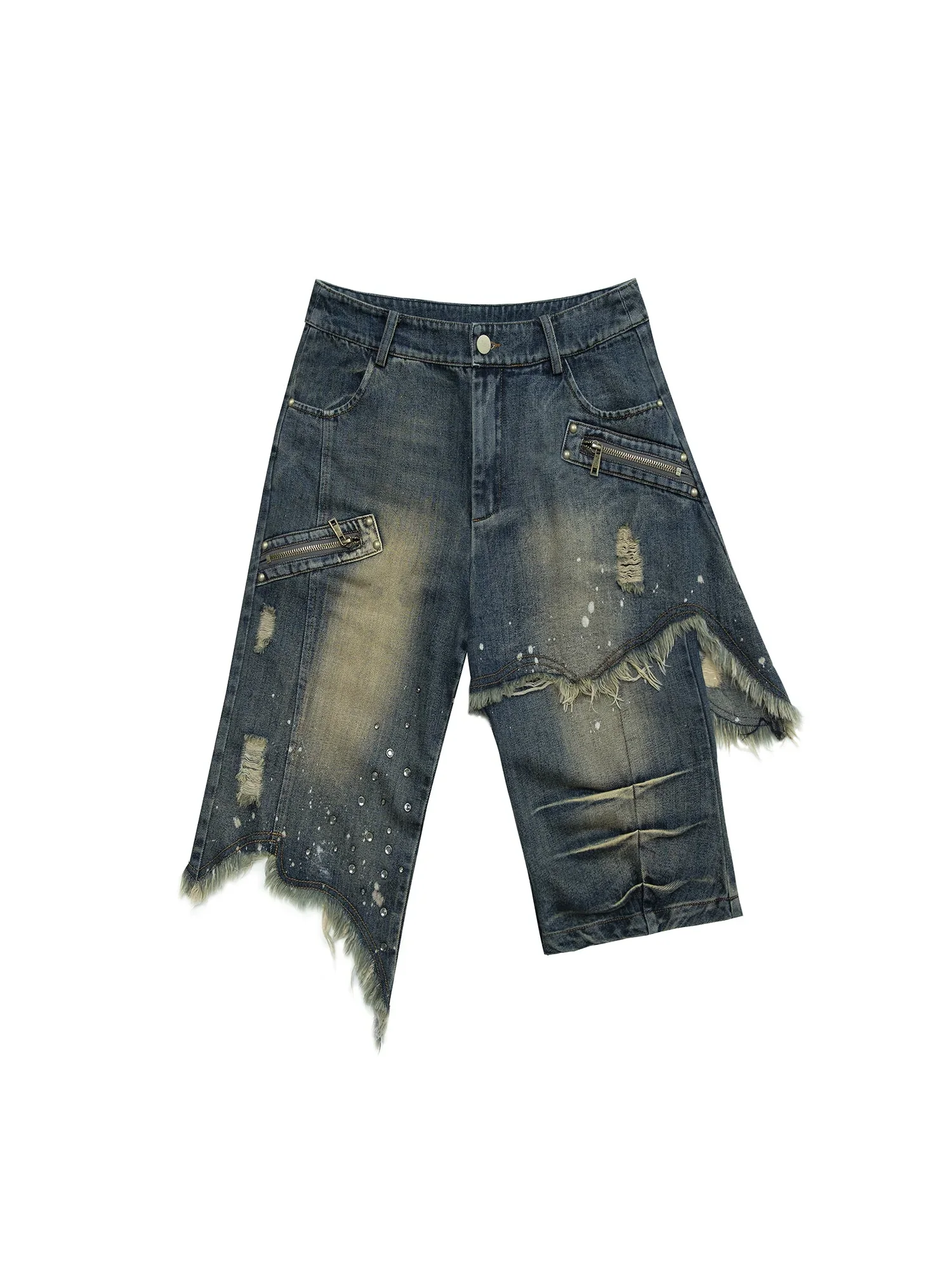 Vintage Denim Shorts ?¡ìC Punk Style