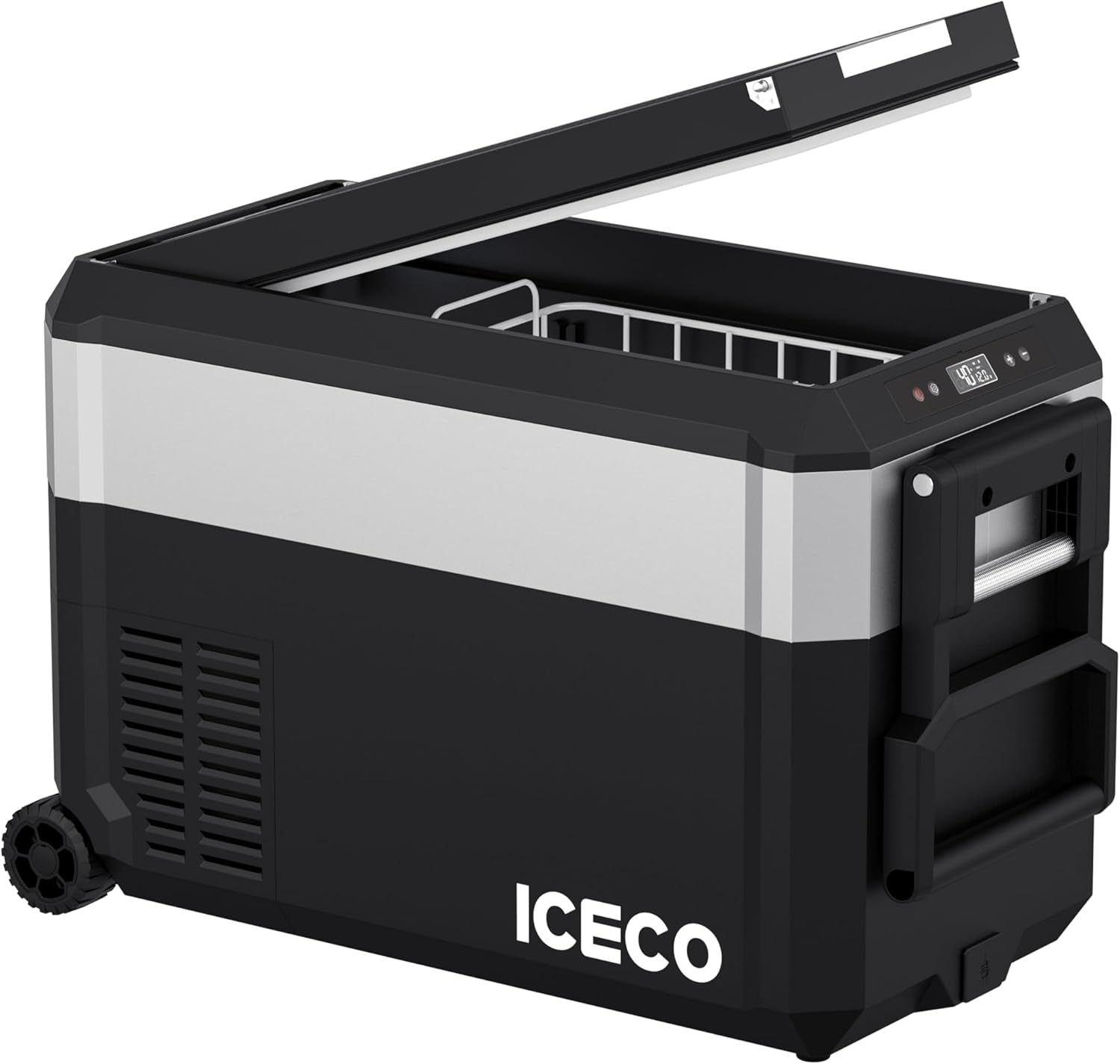 ICECO JP50 Pro Portable Refrigerator.12Volt Car Fridge Freezer. Compact Refrigerator with Secop Compressor. for Outdoor. Camping 51.7 Quart. -4℉～68℉. DC 12/24V. AC 110/240V. Multi-directional Lid