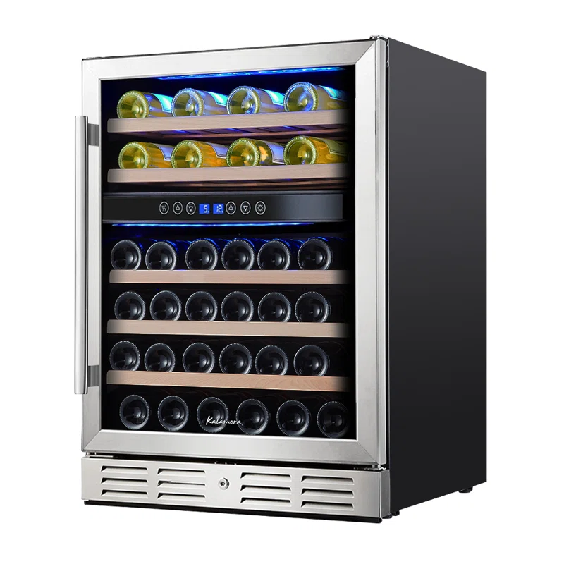 Kalamera Dual Zone 23.5'' 46 Bottle Wine Refrigerator with Reversible Door