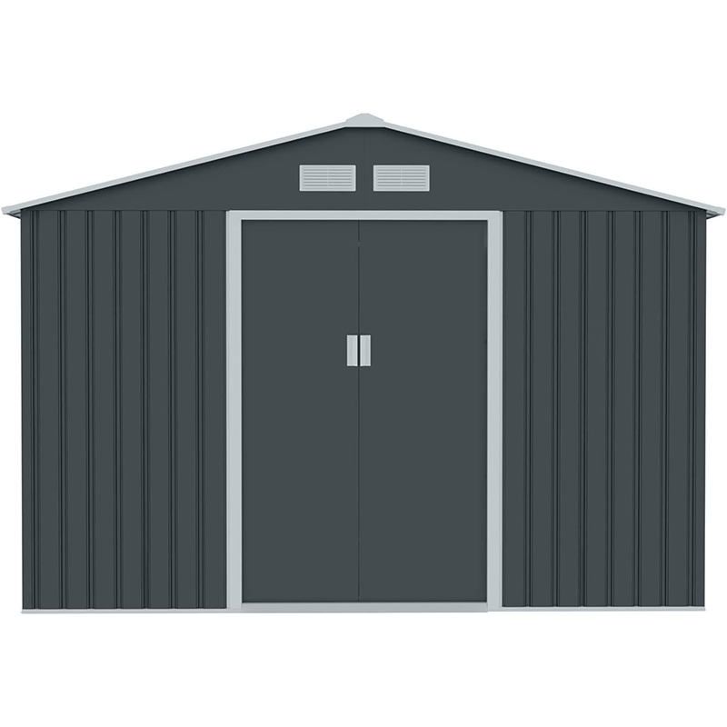 Metal Tool Shed. 277 cm x 191 cm x 192 cm. Garden Shed with Saddle Roof (Anthracite)