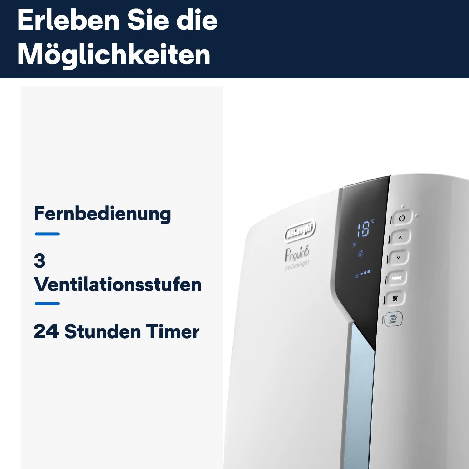 De'Longhi Pinguino PAC EX UV-Carelight. Mobile Klimaanlage mit EcoRealFeel