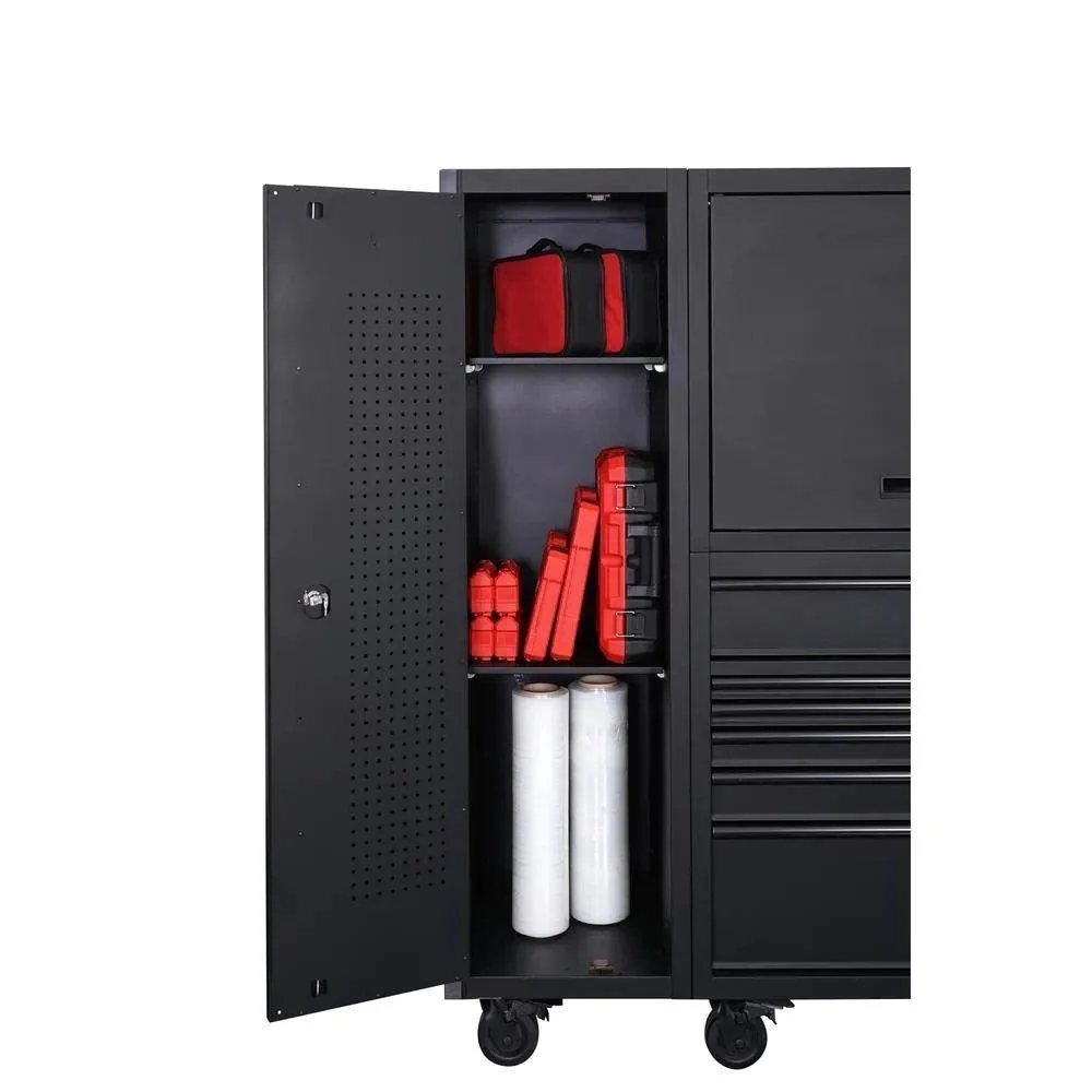 80 in. W 10-Drawer. Deep Combination Tool Chest and Rolling Cabinet Set in Matte Black (3-Piece)