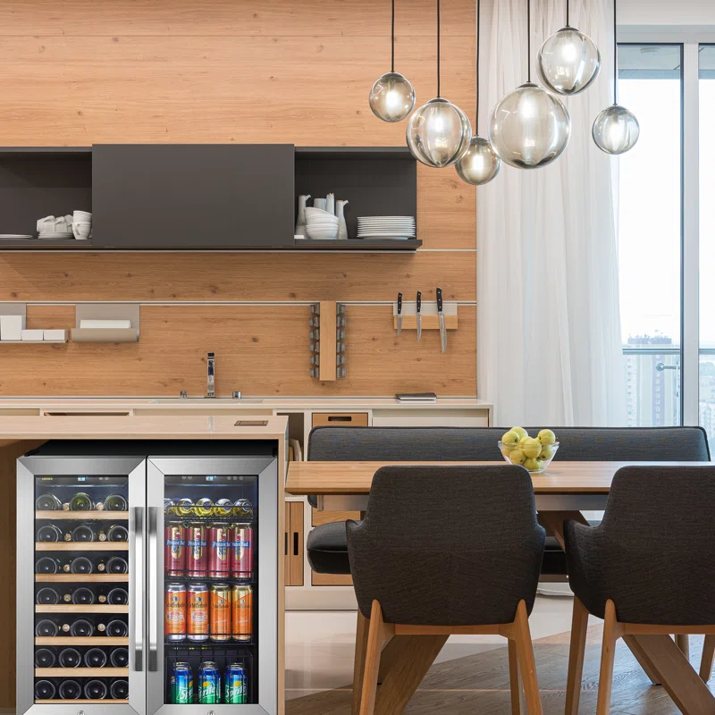 30 31 Bottle and 76 Can Dual Zone Freestanding Wine and Beverage Refrigerator