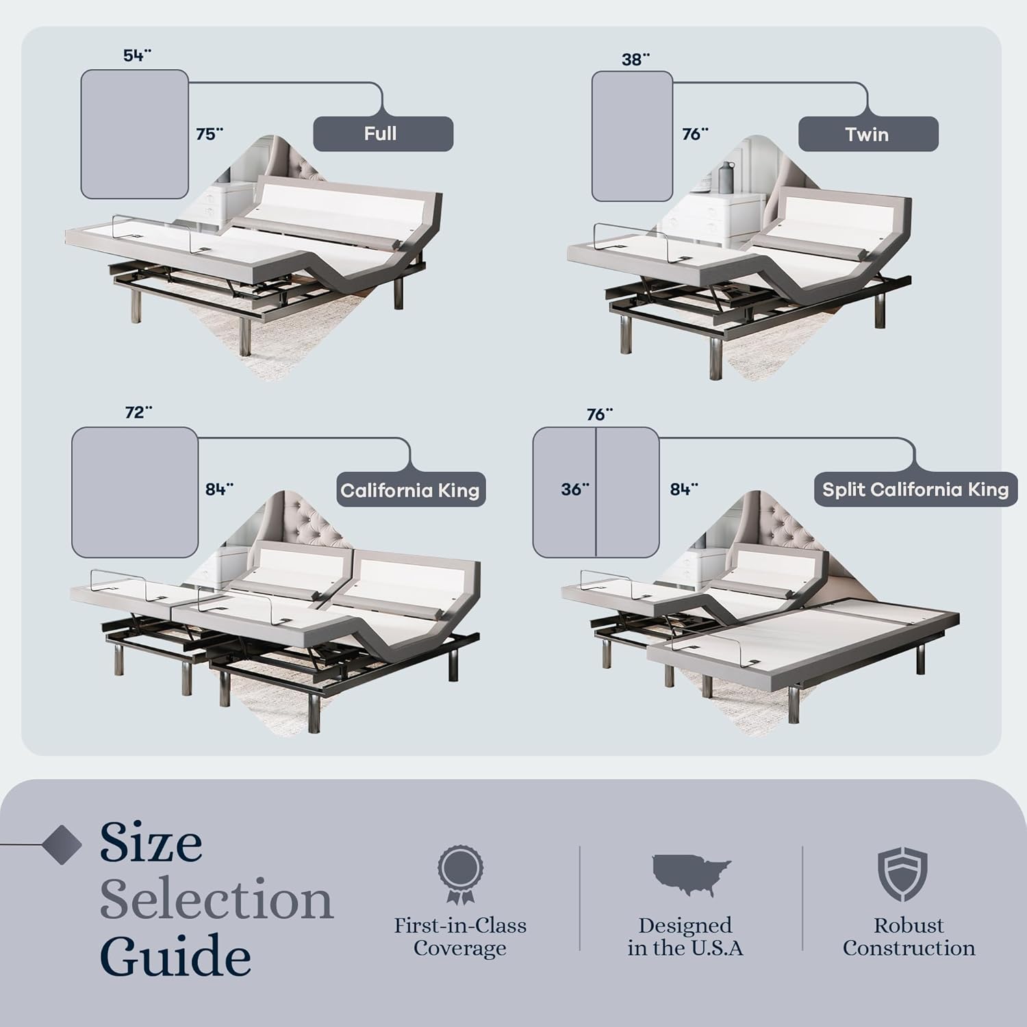 Sven & Son Platinum Adjustable Bed Base Frame + 12 inch Memory Foam Matt (Medium). Lumbar Support. Head-Pillow-Tilt. Under-Bed Lights. USB - Split King