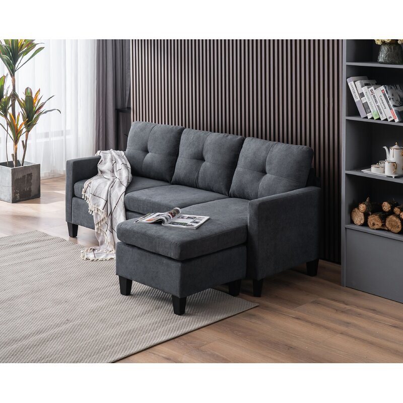 Almendarez 77 Wide Reversible Modular Sofa & Chaise With Ottoman