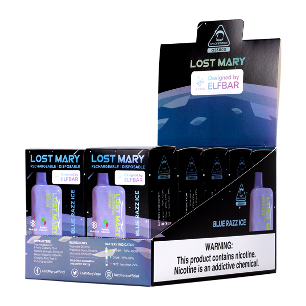 Lost Mary OS5000 - Blue Razz Ice - Elf Bar Vape Shop