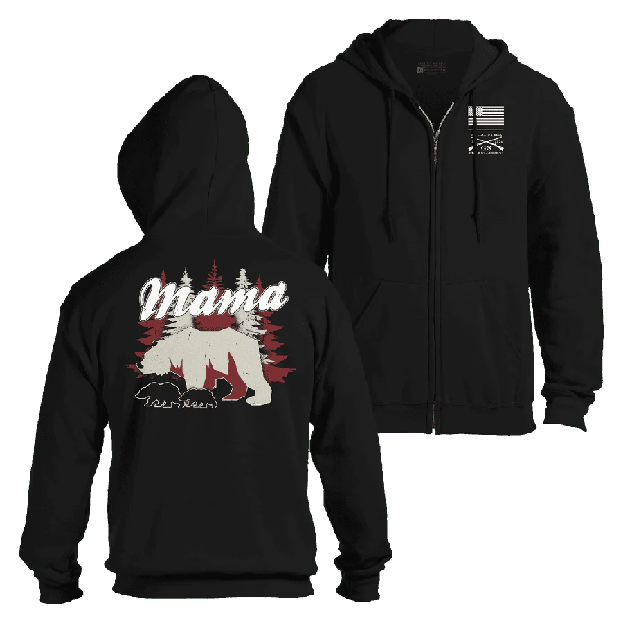 Women's Mama Bear Full-Zip Hoodie - Black
