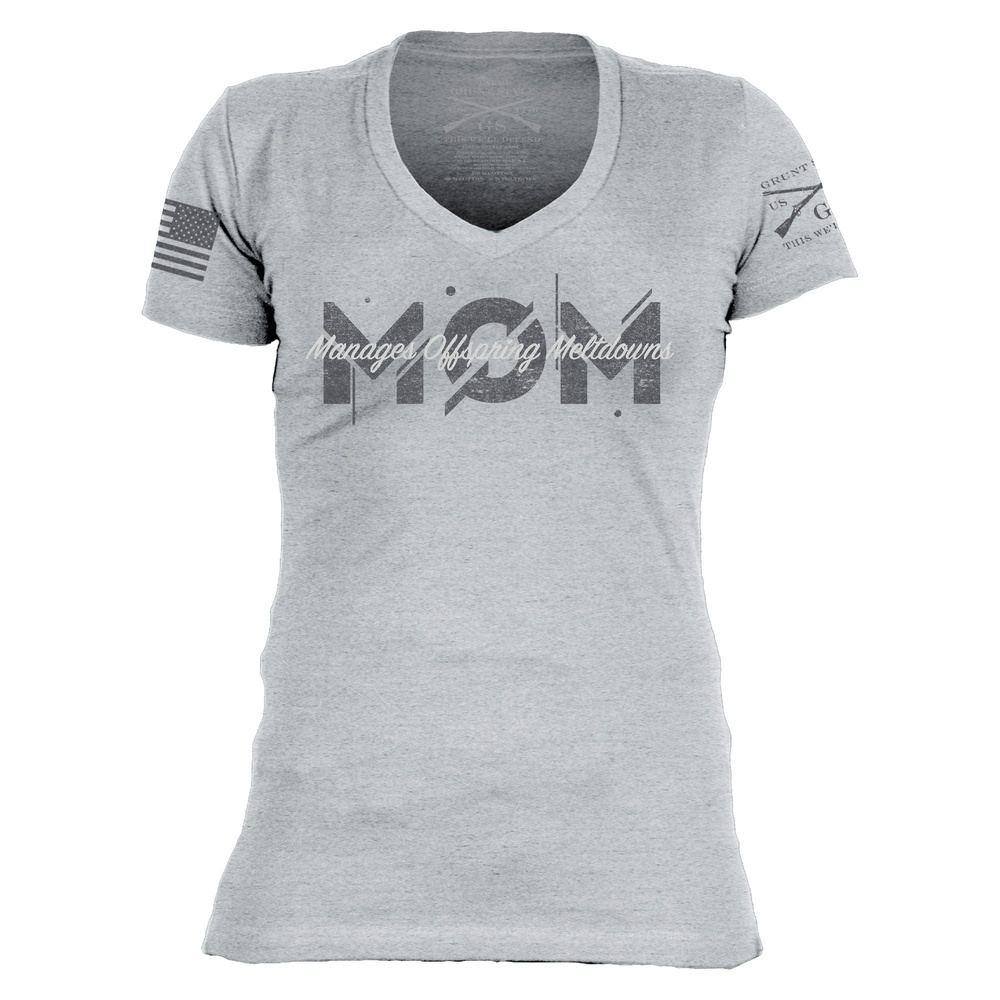 MOM Manages V Neck - Heather Gray