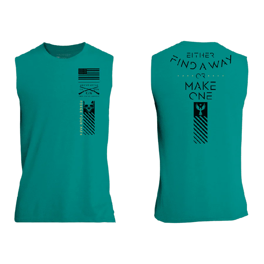 Find A Way Or Make One Muscle Tank - Heather Aqua