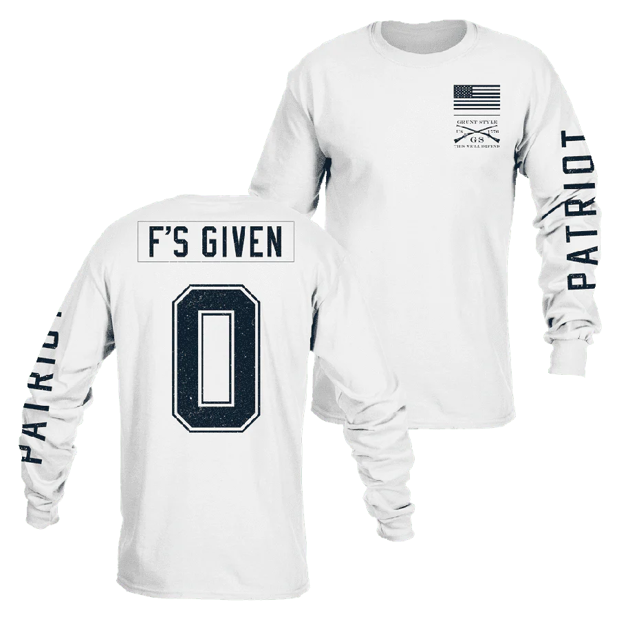 Zero F's Given Long Sleeve - White