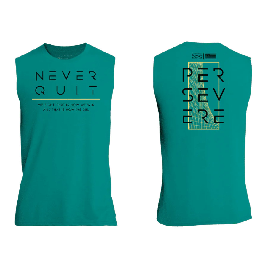 Never Quit Muscle Tank - Heather Aqua