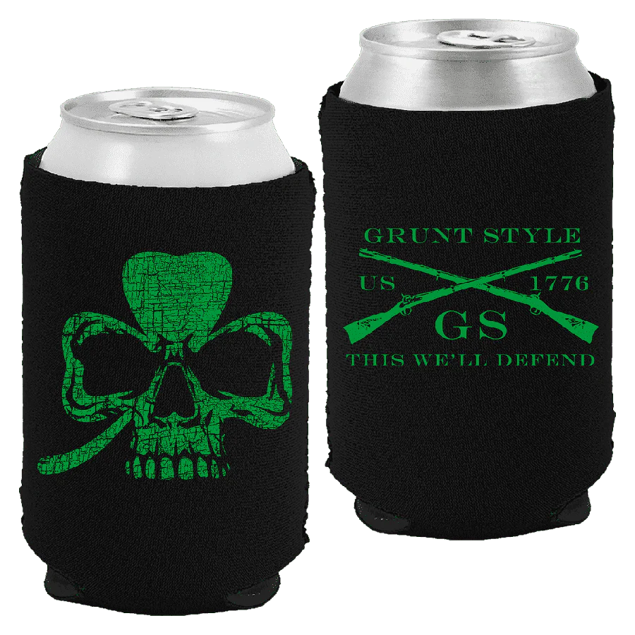 Clover Skull Beer Sock® Insulator - Black