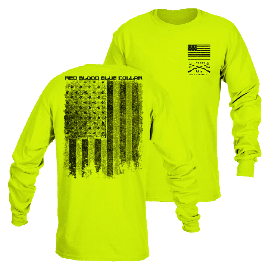 Red Blood Blue Collar® Long Sleeve - Safety Green