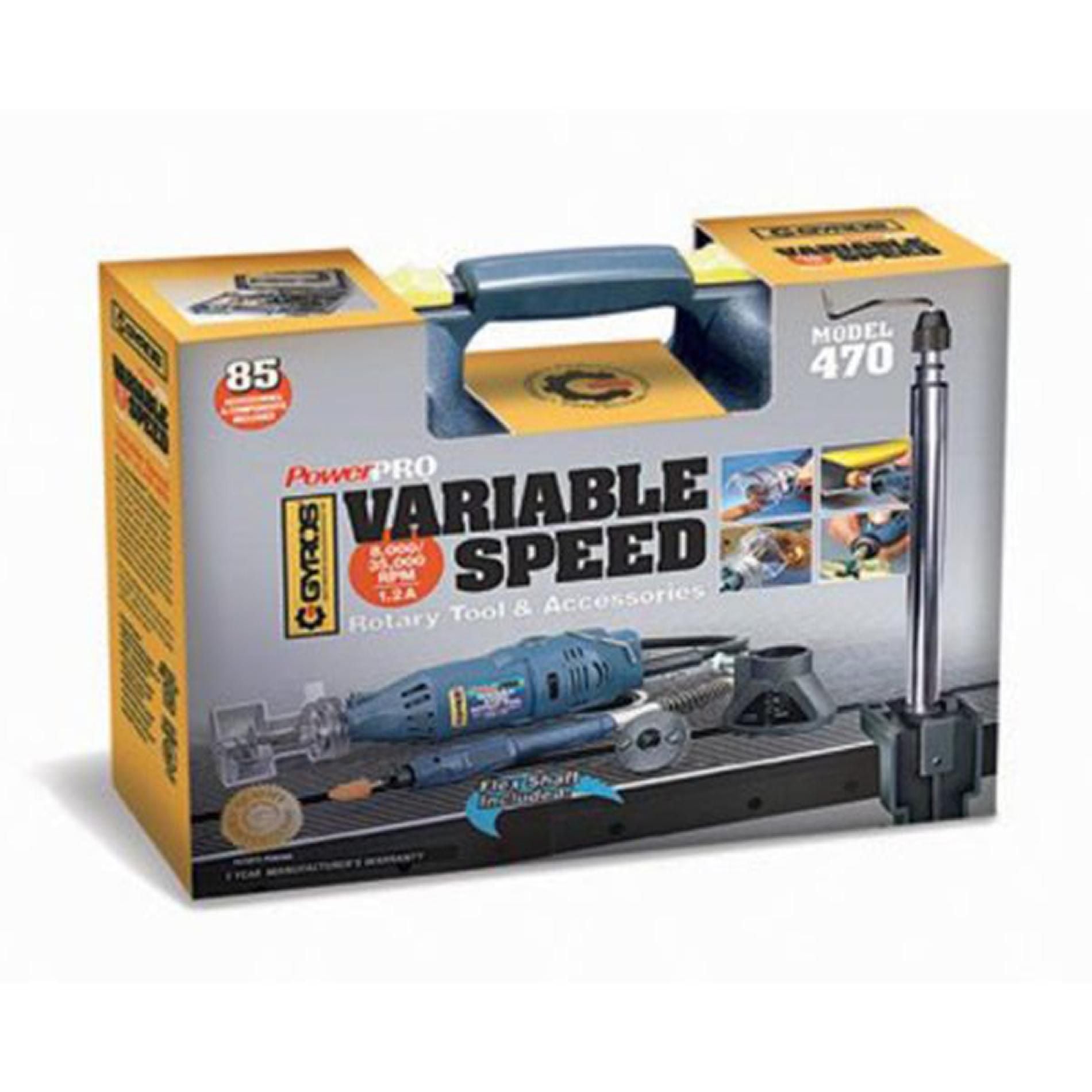 Gyros PowerPro Variable Speed Rotary Tool Kit and Guard Safety Shield Kit, 1-1/2
