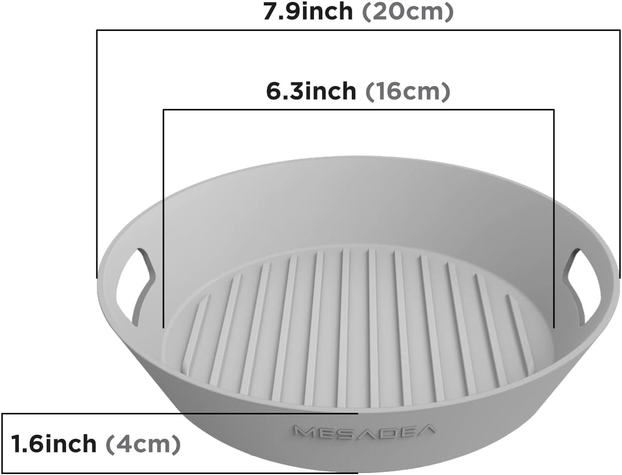 Generic 2 Pcs silicone air fryer liners-Reusable Heat Resistant Food Safe Silicone Bowl/Pot for Air Fryer and Microwave (GREY+GREY- 8in