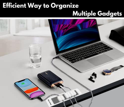 alnoor usa magnetic cable organizer |multipurpose magnetic cable clips with 8-cable buckles &a; 2-bases |cable management clips
