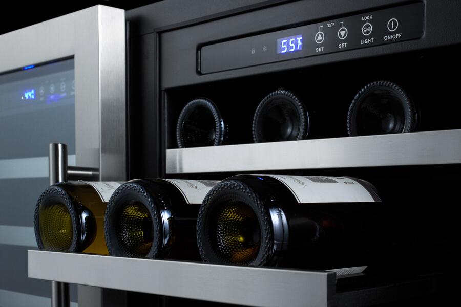 Summit SWC3668 36 Undercounter Dual Zone Wine Cooler with 68 Bottle Capacity  LED Lighting  Digital Thermostat  Factory Installe