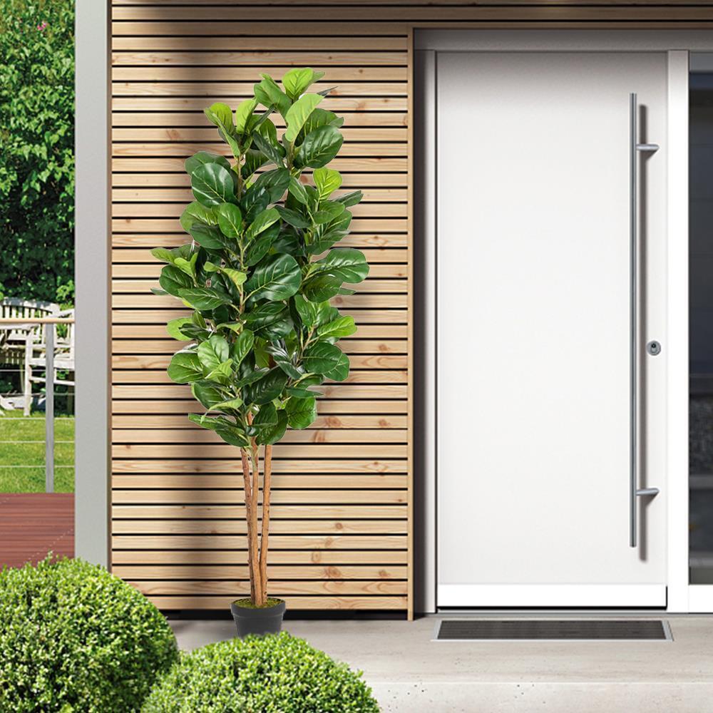 GCP Products 6&s; Artificial Fiddle Leaf Fig Potted Decorative Plant W/ 156 Realistic Leaves